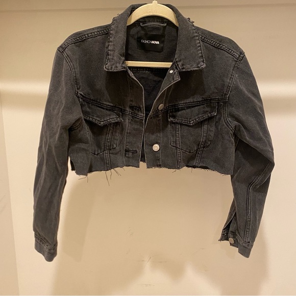 Fashion Nova Jackets & Coats Fashion Nova Black Cropped Denim